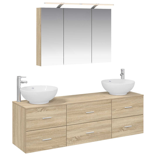 vidaXL Bathroom Furniture Set 4 pcs Sonoma Oak
