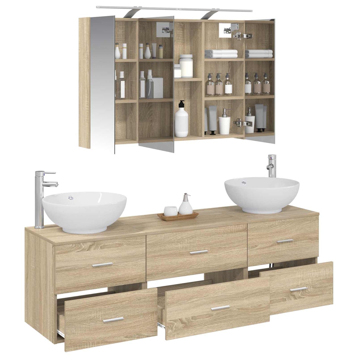 vidaXL Bathroom Furniture Set 4 pcs Sonoma Oak