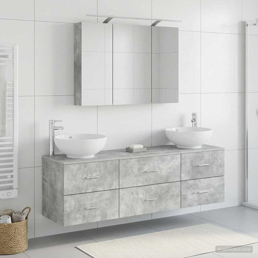 vidaXL Bathroom Furniture Set 4 pcs Concrete Grey