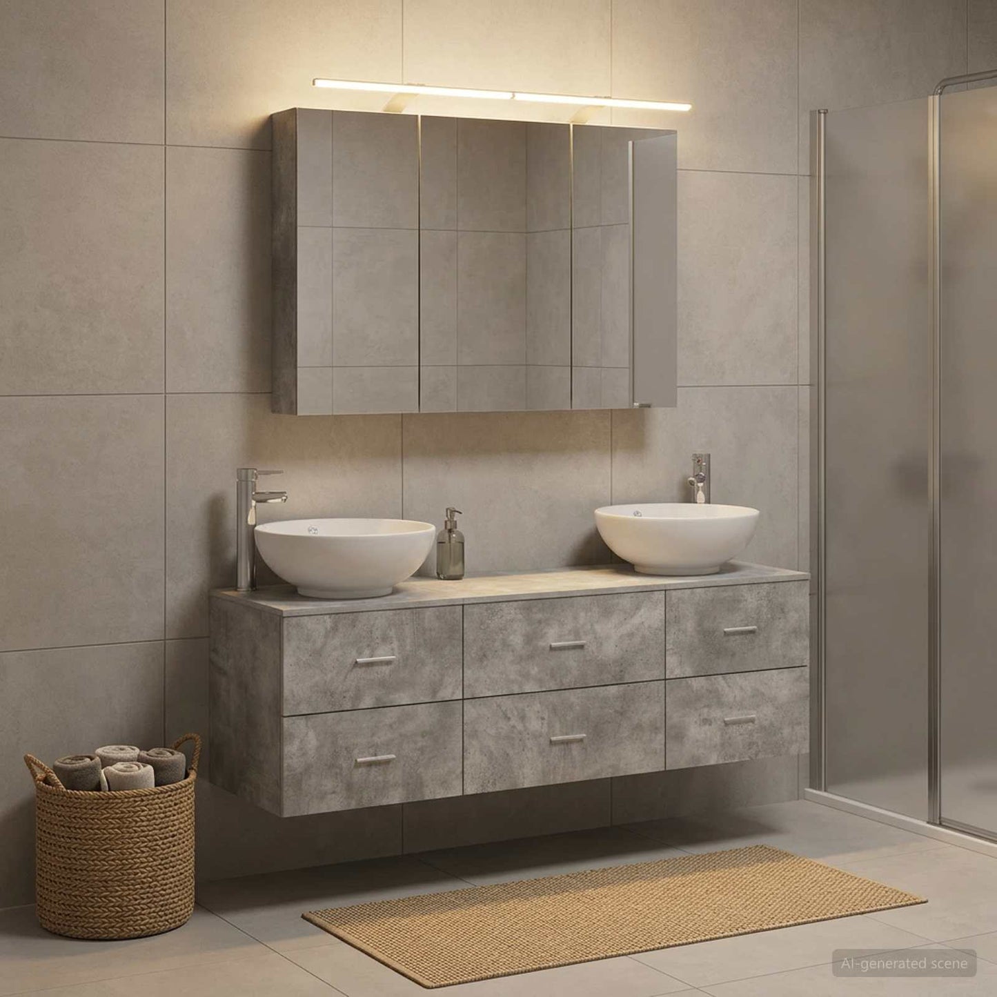 vidaXL Bathroom Furniture Set 4 pcs Concrete Grey