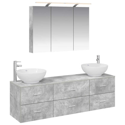 vidaXL Bathroom Furniture Set 4 pcs Concrete Grey