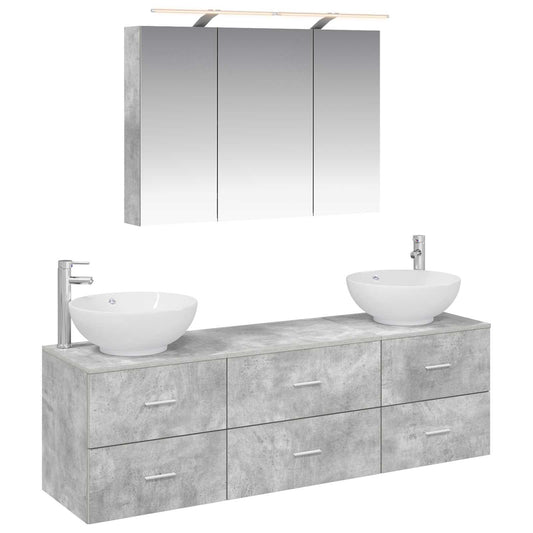 vidaXL Bathroom Furniture Set 4 pcs Concrete Grey