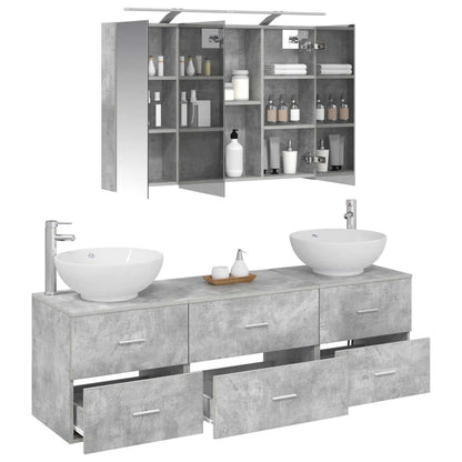 vidaXL Bathroom Furniture Set 4 pcs Concrete Grey