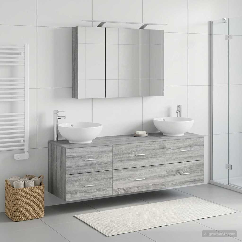 vidaXL Bathroom Furniture Set 4 pcs Grey Sonoma
