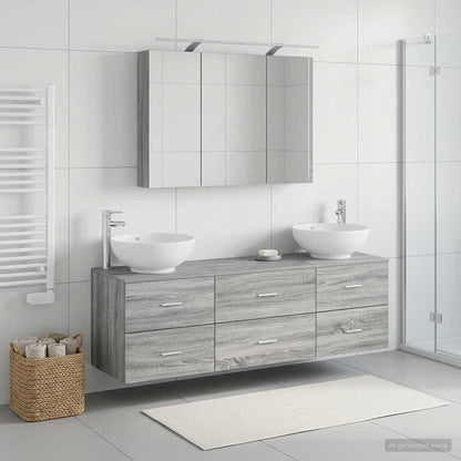 vidaXL Bathroom Furniture Set 4 pcs Grey Sonoma