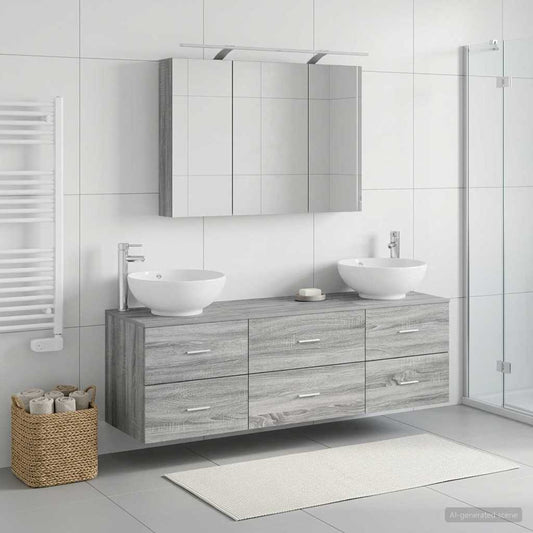vidaXL Bathroom Furniture Set 4 pcs Grey Sonoma