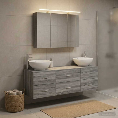 vidaXL Bathroom Furniture Set 4 pcs Grey Sonoma