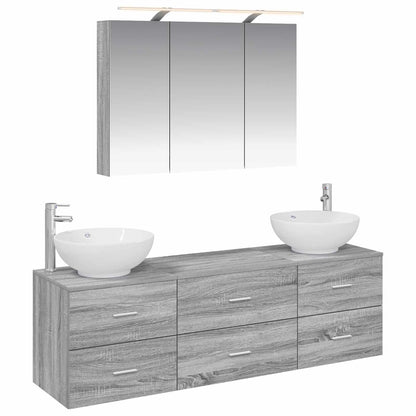 vidaXL Bathroom Furniture Set 4 pcs Grey Sonoma