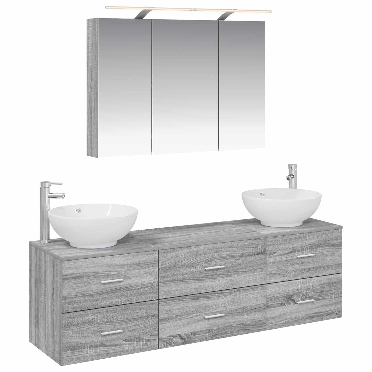 vidaXL Bathroom Furniture Set 4 pcs Grey Sonoma