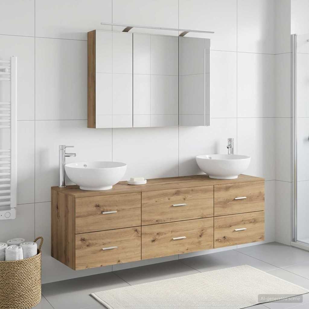 vidaXL Bathroom Furniture Set 4 pcs Artisan Oak