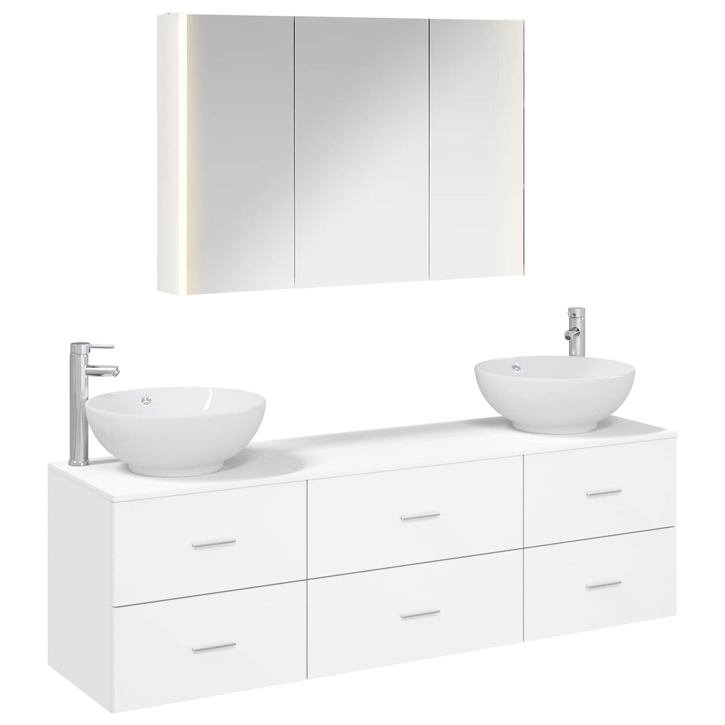 vidaXL Bathroom Furniture Set 4 pcs White Engineered Wood and Glass