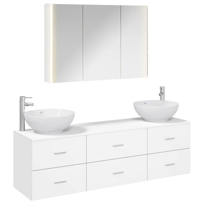 vidaXL Bathroom Furniture Set 4 pcs White Engineered Wood and Glass