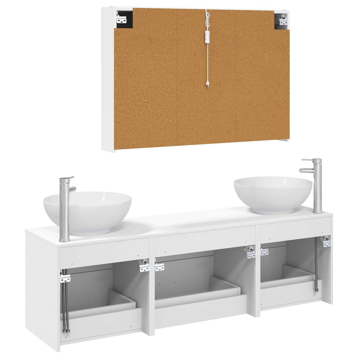 vidaXL Bathroom Furniture Set 4 pcs White Engineered Wood and Glass