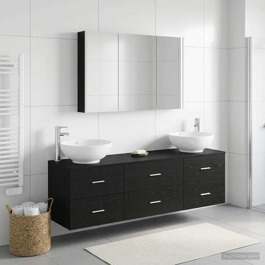 vidaXL Bathroom Furniture Set 4 pcs Black Oak