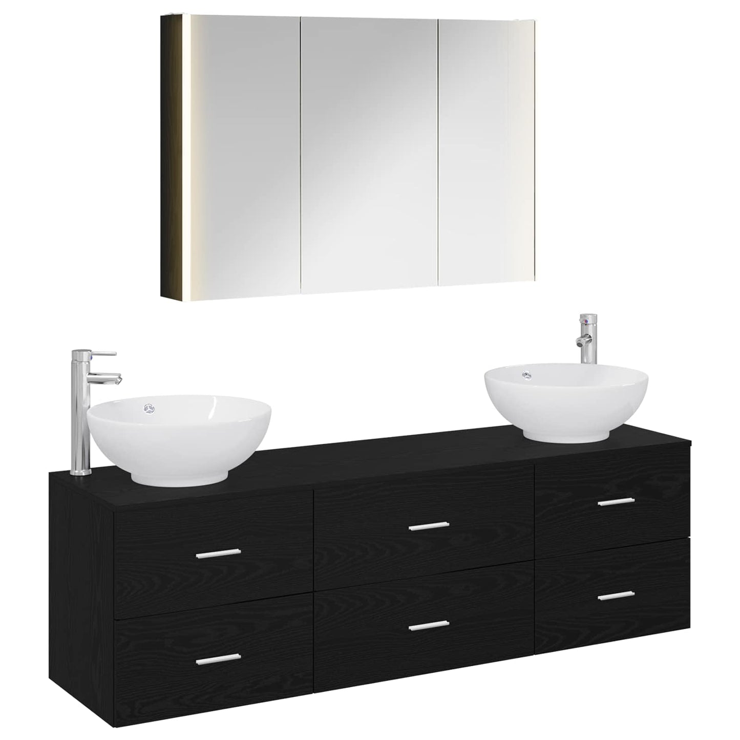 vidaXL Bathroom Furniture Set 4 pcs Black Oak