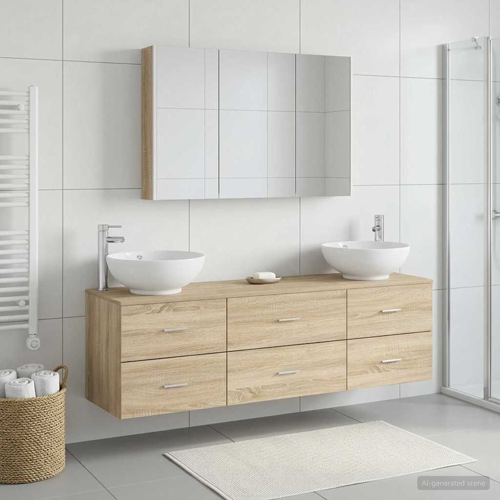 vidaXL Bathroom Furniture Set 4 pcs Sonoma Oak
