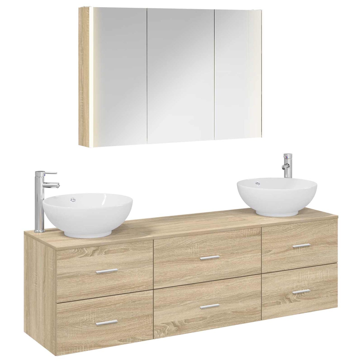vidaXL Bathroom Furniture Set 4 pcs Sonoma Oak