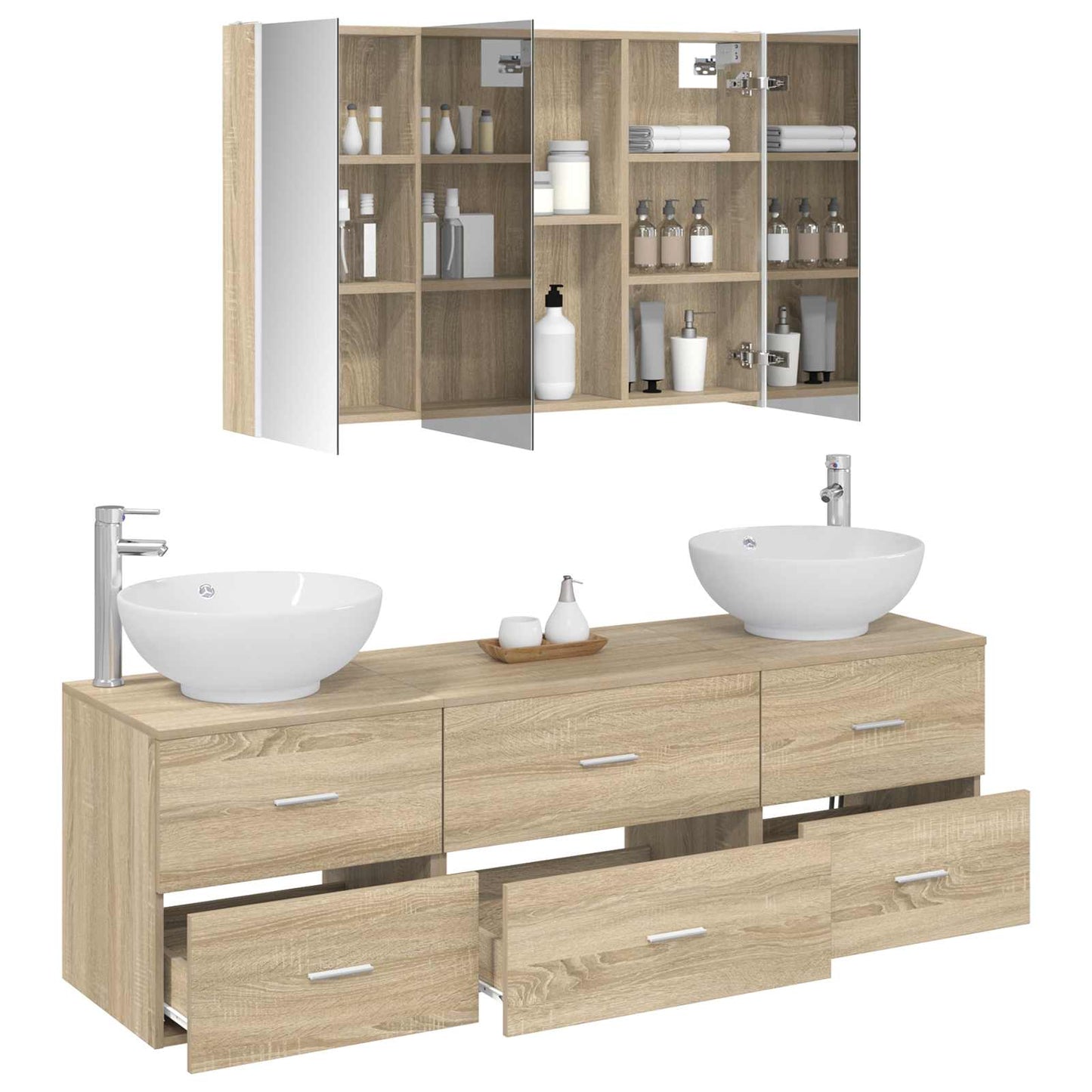 vidaXL Bathroom Furniture Set 4 pcs Sonoma Oak