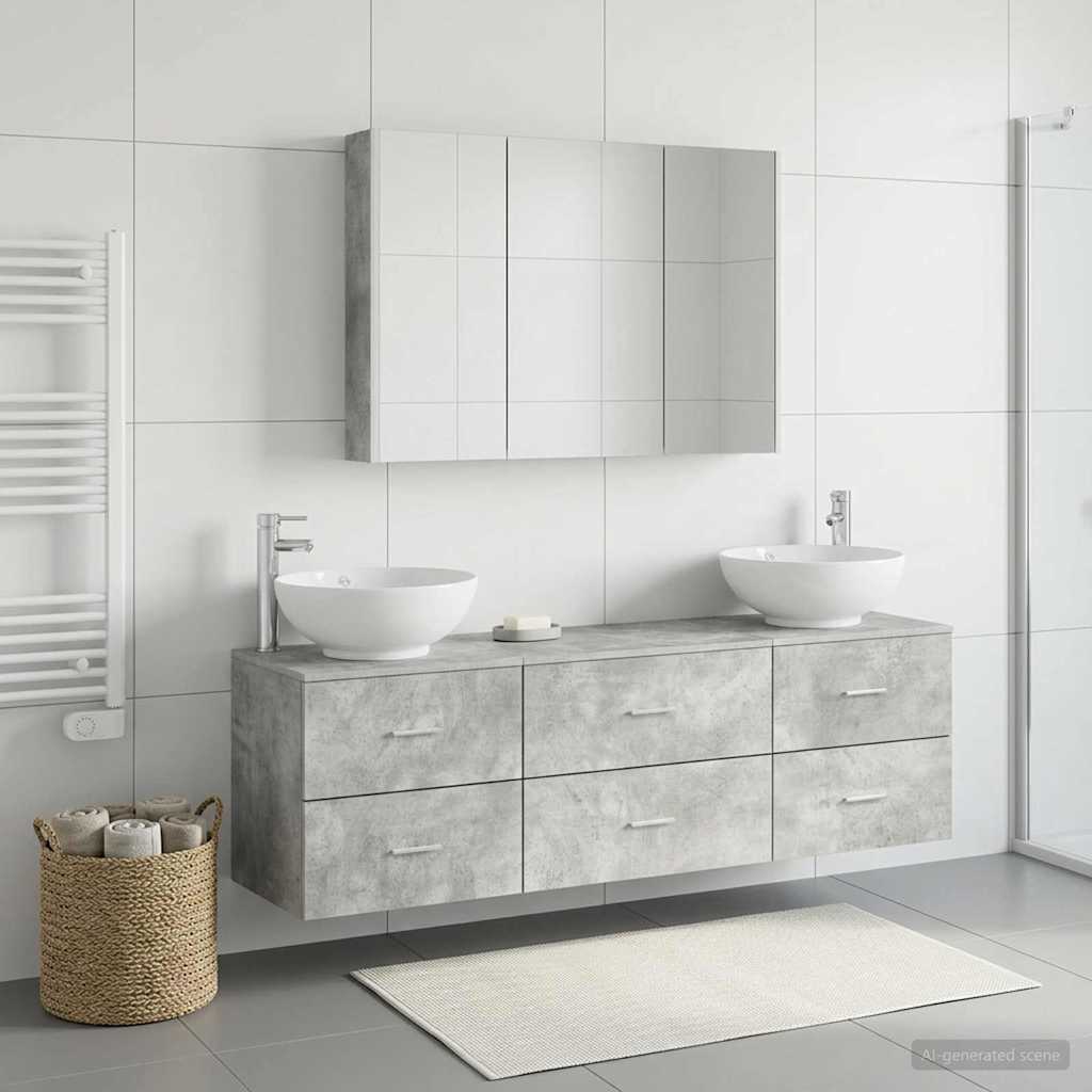 vidaXL Bathroom Furniture Set 4 pcs Concrete Grey
