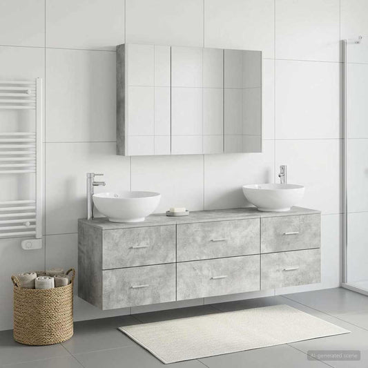 vidaXL Bathroom Furniture Set 4 pcs Concrete Grey