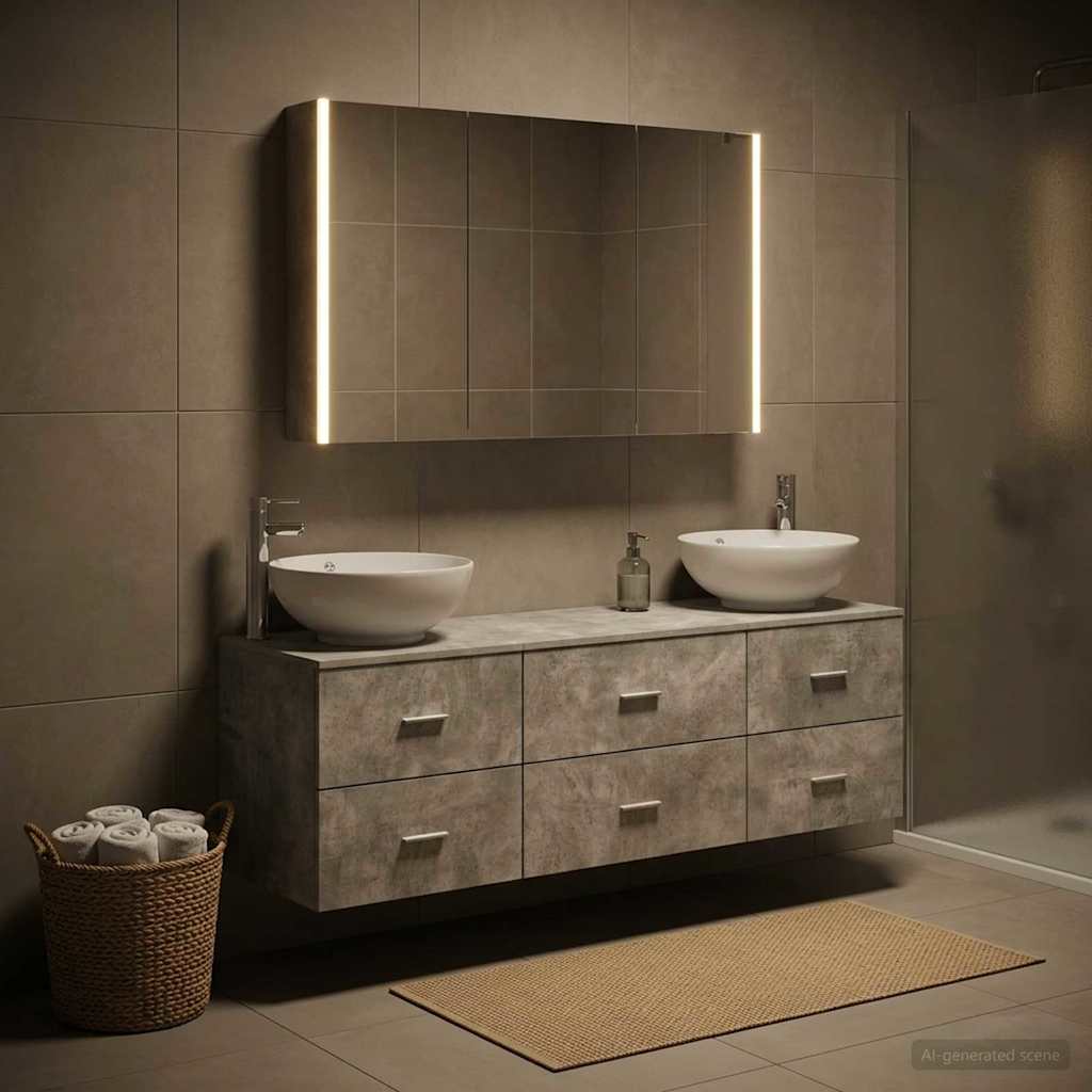 vidaXL Bathroom Furniture Set 4 pcs Concrete Grey