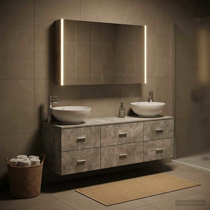 vidaXL Bathroom Furniture Set 4 pcs Concrete Grey