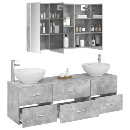 vidaXL Bathroom Furniture Set 4 pcs Concrete Grey