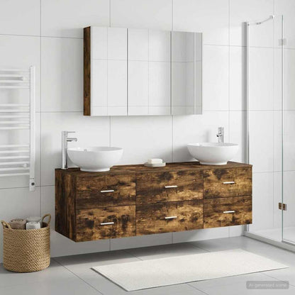 vidaXL Bathroom Furniture Set 4 pcs Smoked Oak