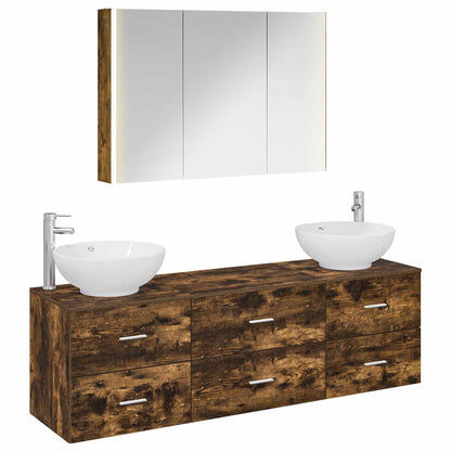 vidaXL Bathroom Furniture Set 4 pcs Smoked Oak