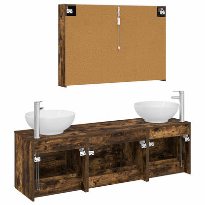 vidaXL Bathroom Furniture Set 4 pcs Smoked Oak