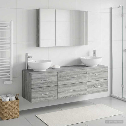 vidaXL Bathroom Furniture Set 4 pcs Grey Sonoma