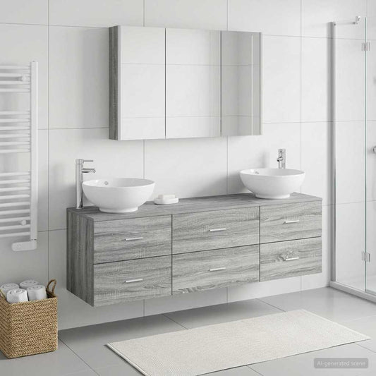 vidaXL Bathroom Furniture Set 4 pcs Grey Sonoma