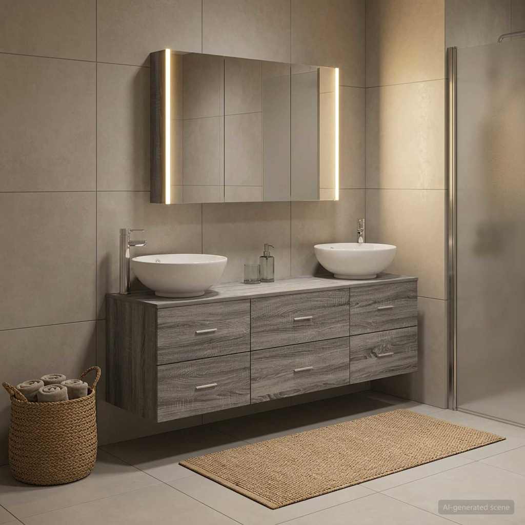 vidaXL Bathroom Furniture Set 4 pcs Grey Sonoma