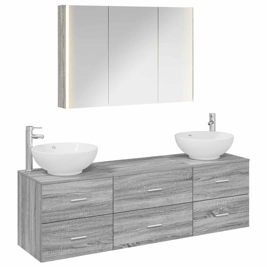 vidaXL Bathroom Furniture Set 4 pcs Grey Sonoma