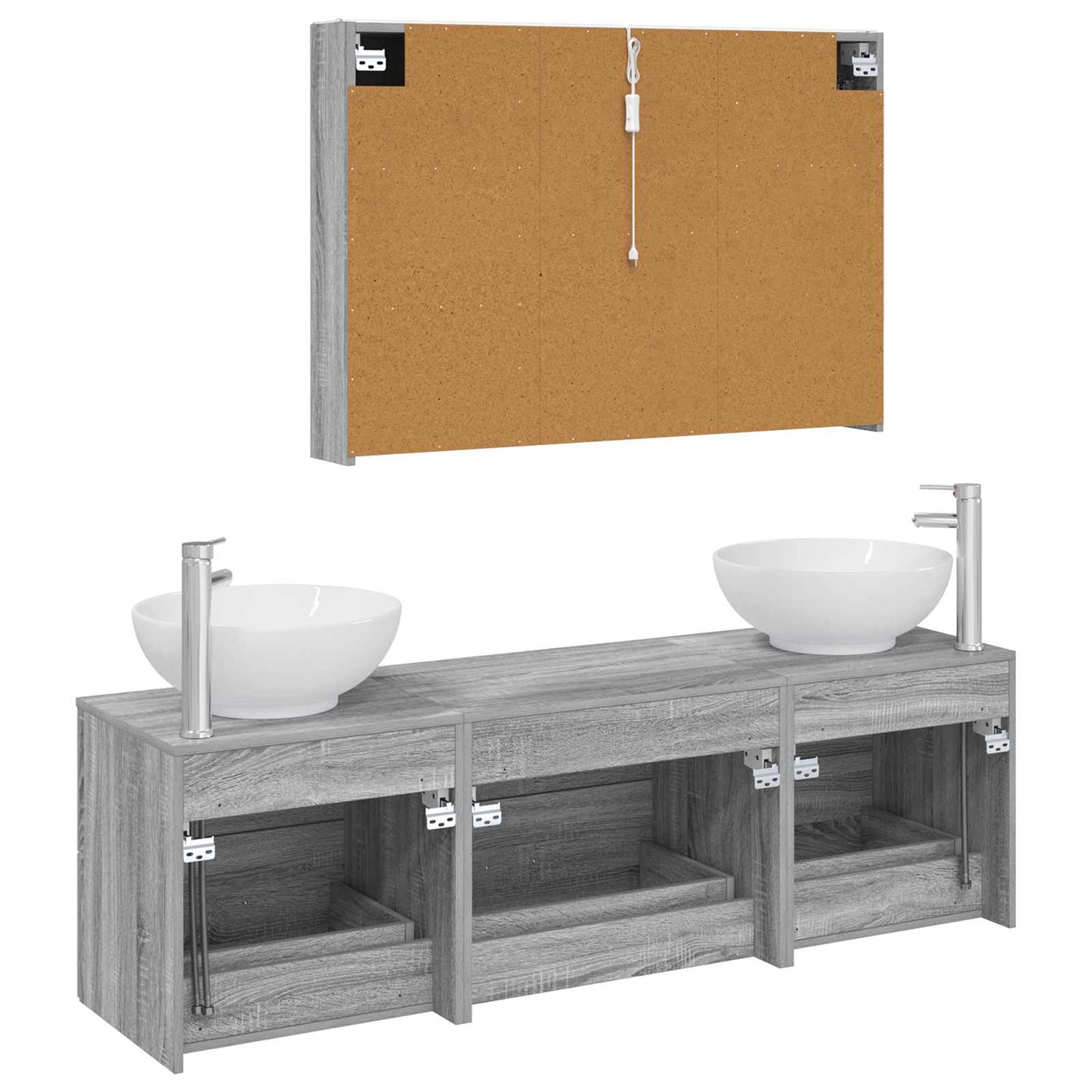 vidaXL Bathroom Furniture Set 4 pcs Grey Sonoma