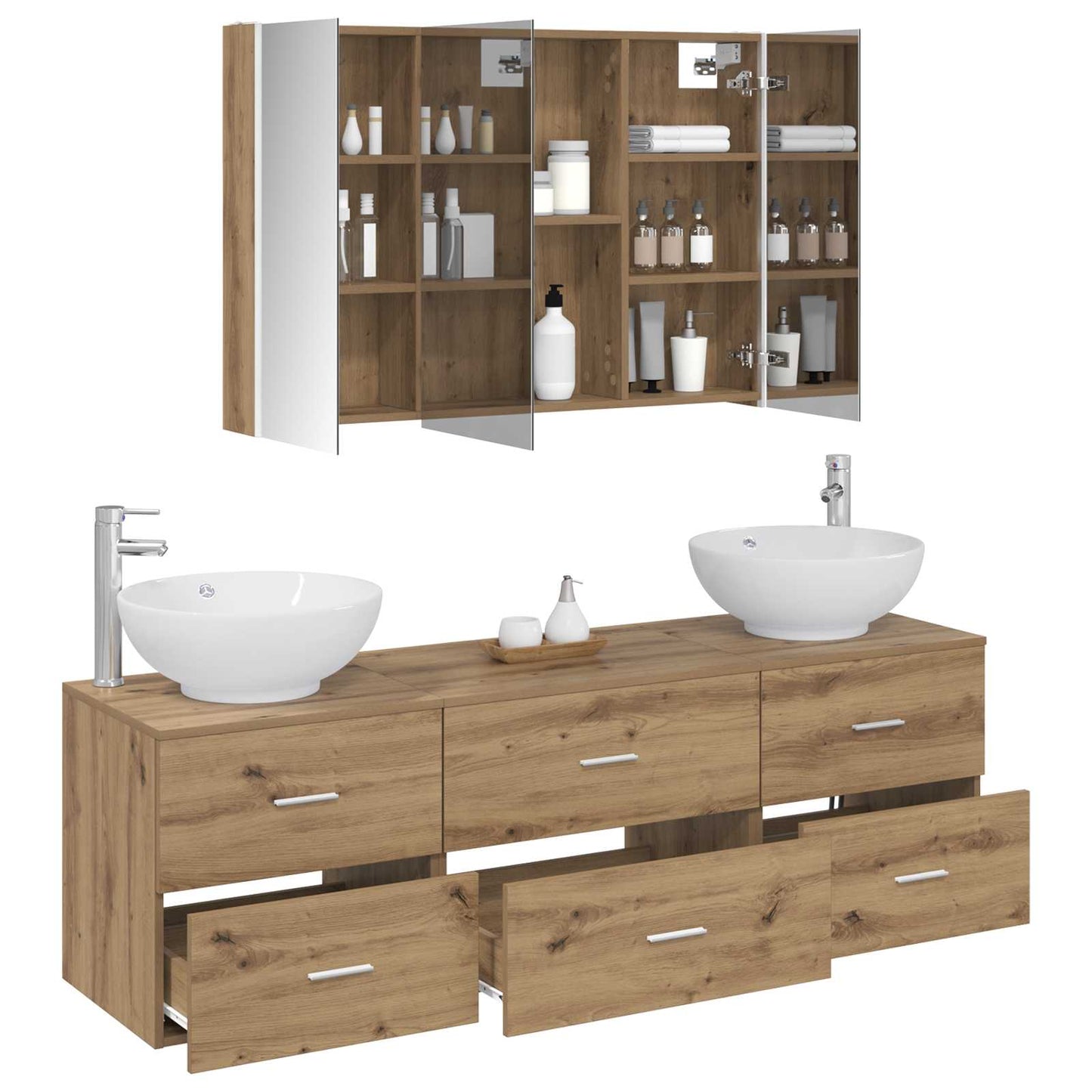 vidaXL Bathroom Furniture Set 4 pcs Artisan Oak
