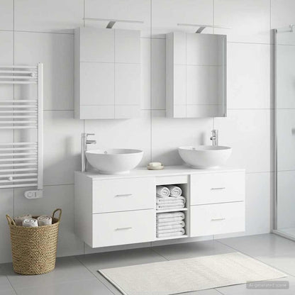 vidaXL Bathroom Furniture Set 5 pcs White Engineered Wood and Glass