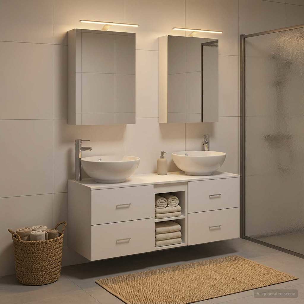 vidaXL Bathroom Furniture Set 5 pcs White Engineered Wood and Glass
