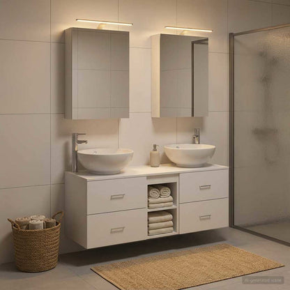vidaXL Bathroom Furniture Set 5 pcs White Engineered Wood and Glass