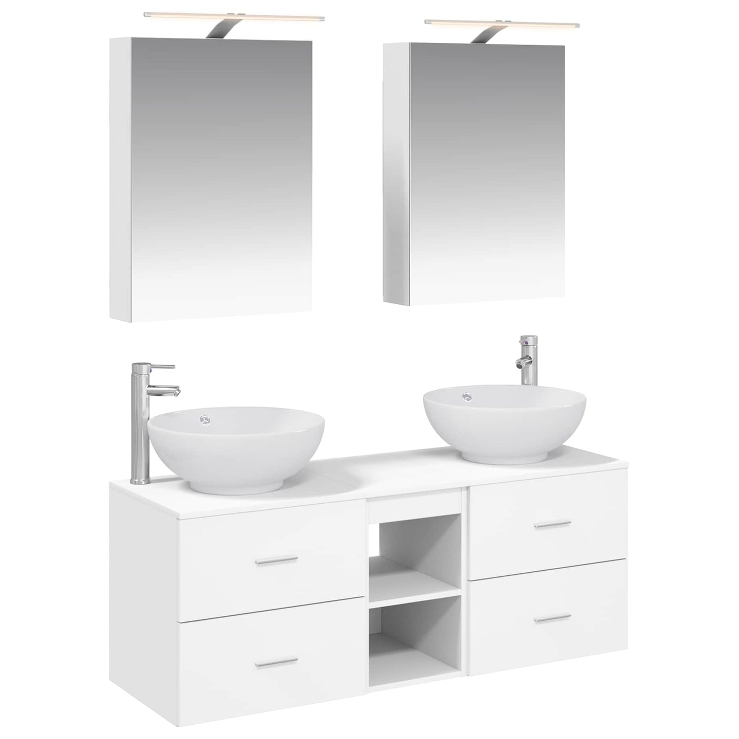 vidaXL Bathroom Furniture Set 5 pcs White Engineered Wood and Glass
