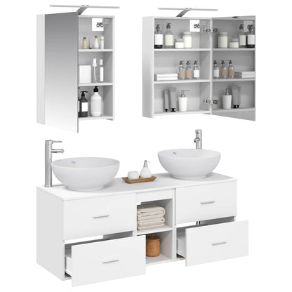 vidaXL Bathroom Furniture Set 5 pcs White Engineered Wood and Glass