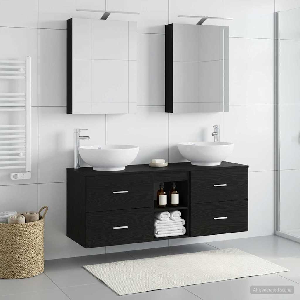 vidaXL Bathroom Furniture Set 5 pcs Black Oak