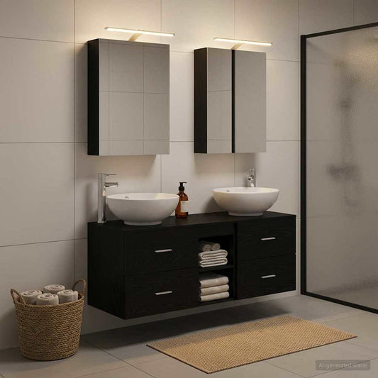 vidaXL Bathroom Furniture Set 5 pcs Black Oak