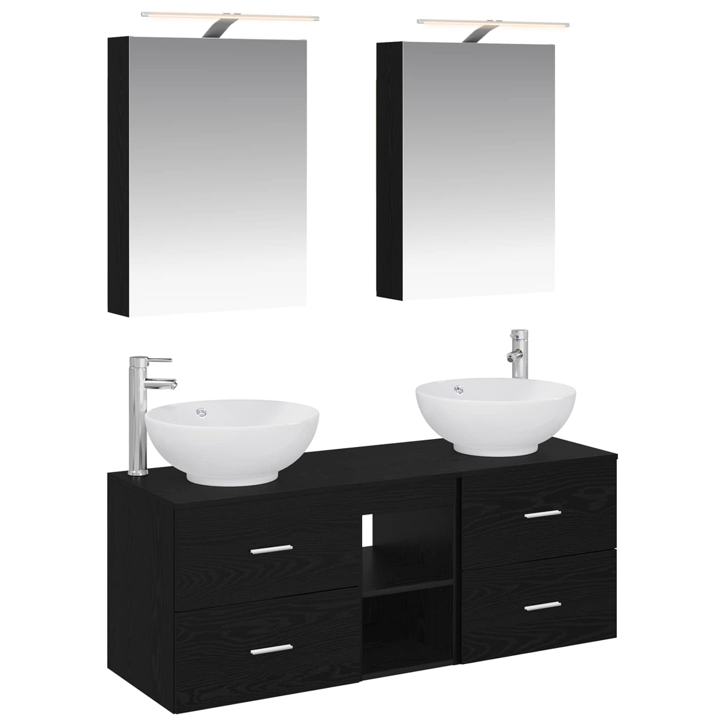 vidaXL Bathroom Furniture Set 5 pcs Black Oak