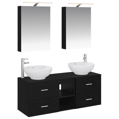 vidaXL Bathroom Furniture Set 5 pcs Black Oak