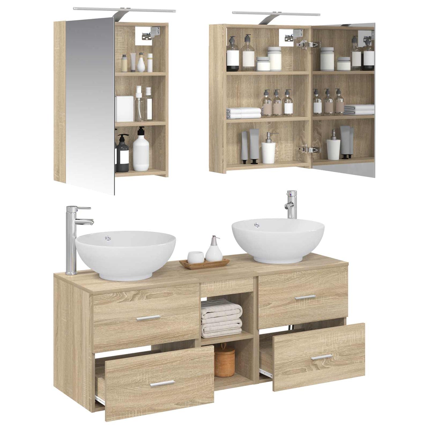 vidaXL Bathroom Furniture Set 5 pcs Sonoma Oak