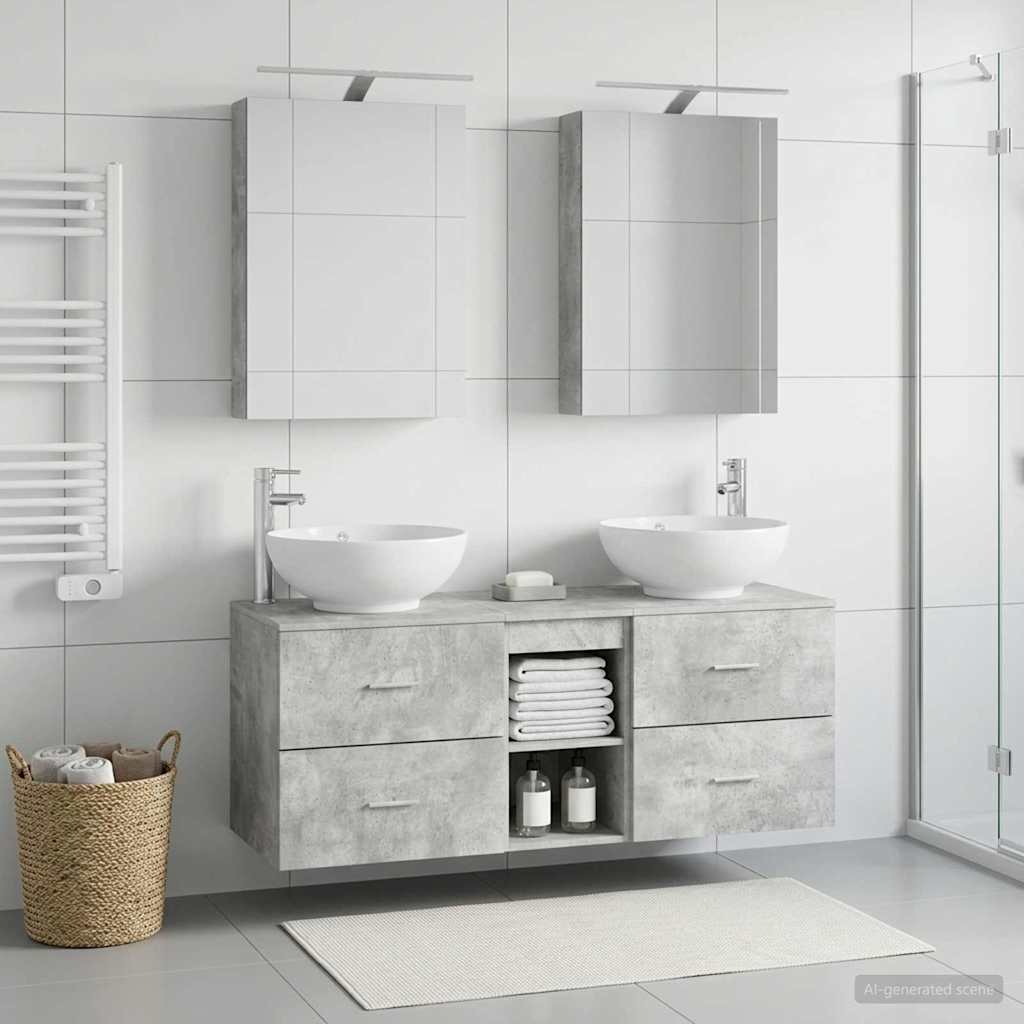 vidaXL Bathroom Furniture Set 5 pcs Concrete Grey