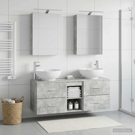 vidaXL Bathroom Furniture Set 5 pcs Concrete Grey
