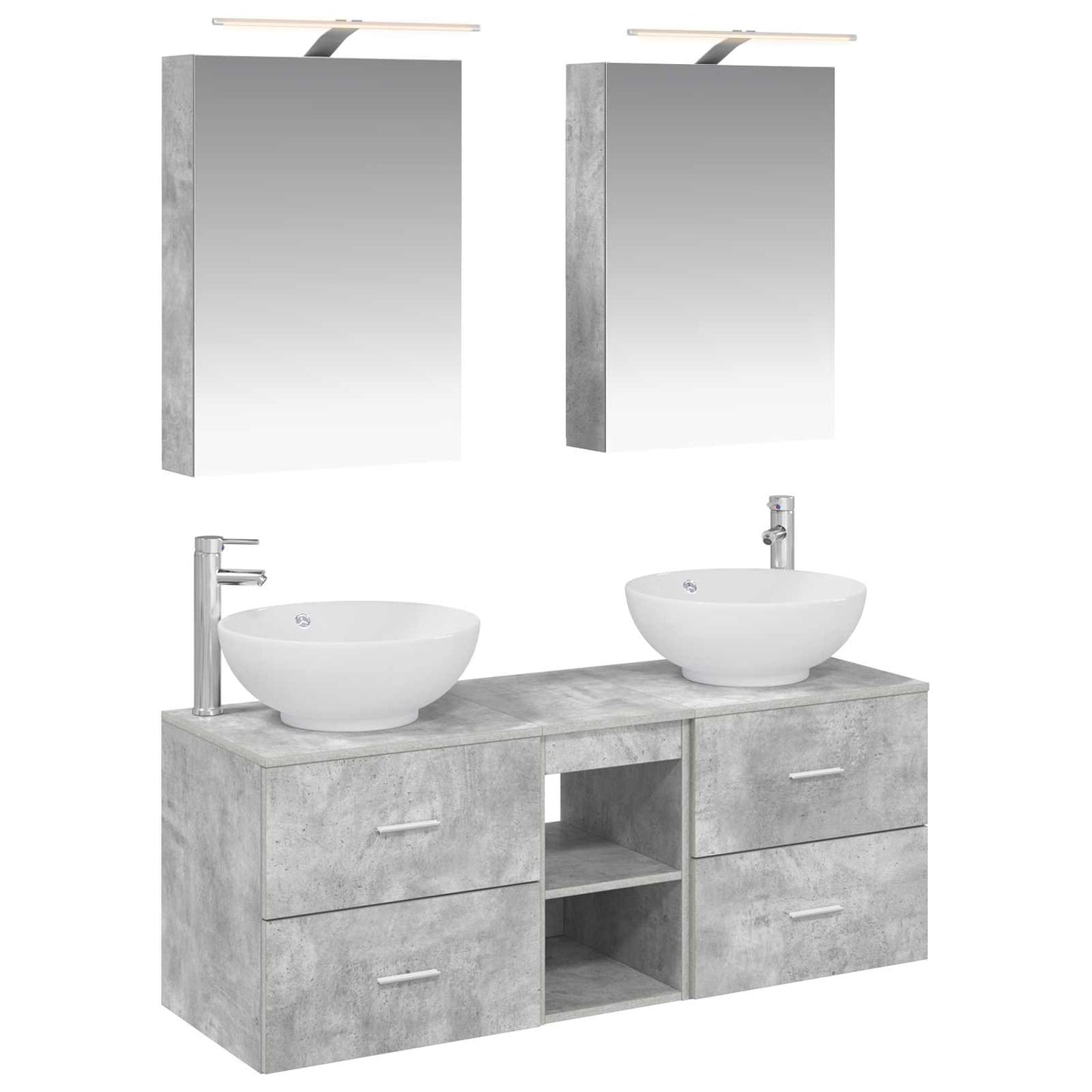 vidaXL Bathroom Furniture Set 5 pcs Concrete Grey