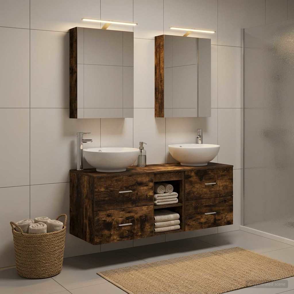 vidaXL Bathroom Furniture Set 5 pcs Smoked Oak
